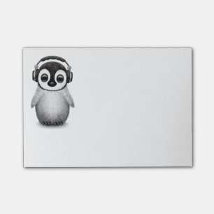 Customisable Cute Baby Penguin Dj with Headphones Post-it Notes