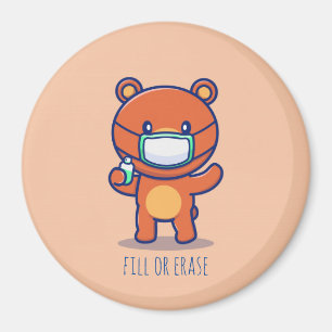 Customisable cute bear mask sanitizer magnet