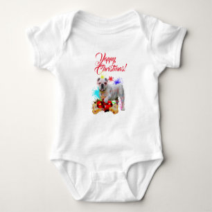 Customisable Cute British Bulldog Yappy Christmas Baby Bodysuit