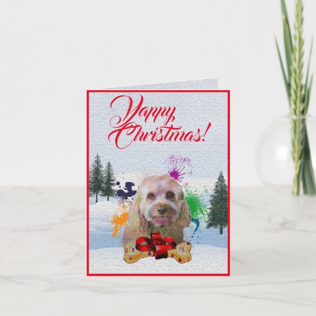Customisable Cute Cavapoo Dog Yappy Xmas Card (Front)
