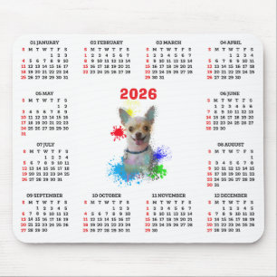 Customisable Cute Chihuahua Dog Calendar Mouse Pad
