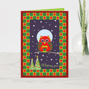Customisable Cute Christmas card with Owl