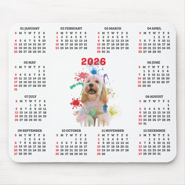 Customisable Cute Cockapoo Dog Calendar  Mouse Pad (Front)