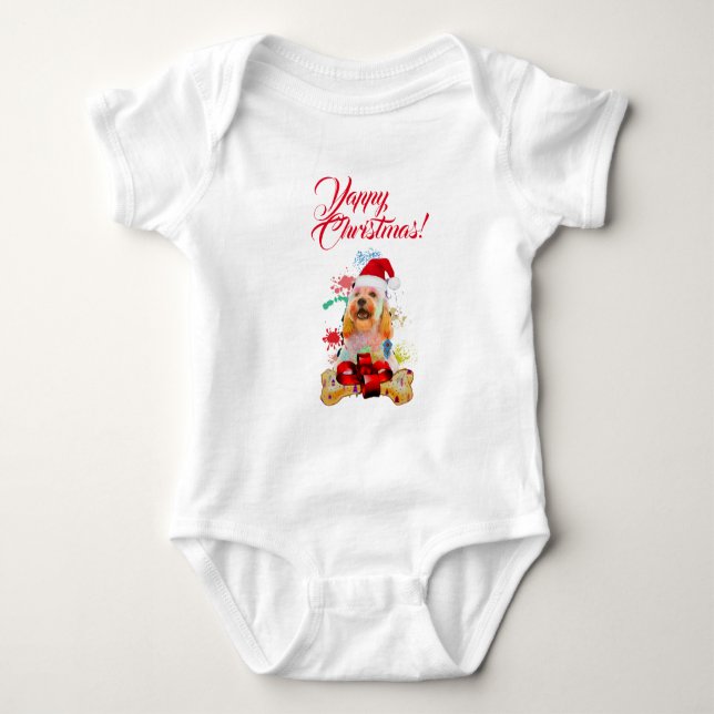 Customisable Cute Cockapoo Dog Yappy Christmas Baby Bodysuit (Front)