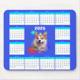 Customisable Cute Corgi Dog Calendar Mouse Pad