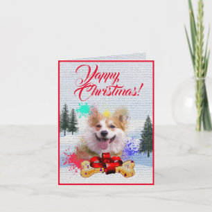 Customisable Cute Corgi Dog Yappy Xmas Card