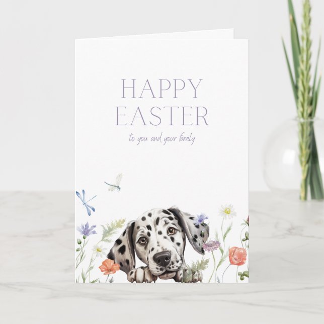 Customisable Cute Dalmatian Easter Card (Front)