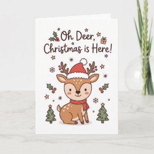 Customisable Cute Deer Holiday Card