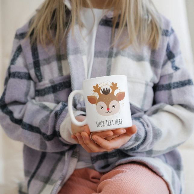 Customisable Cute Deer Personalised Christmas Two-Tone Coffee Mug (Creator Uploaded)