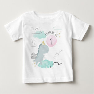 Customisable Cute Dinosaur Birthday Baby T-Shirt
