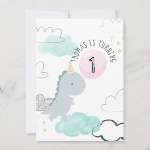 Customisable Cute Dinosaur Birthday Invitation