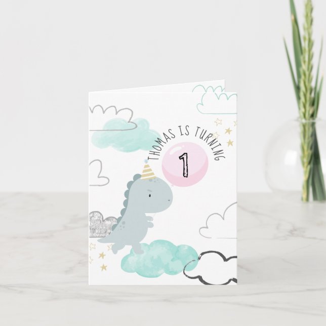 Customisable Cute Dinosaur Birthday Invitation (Front)