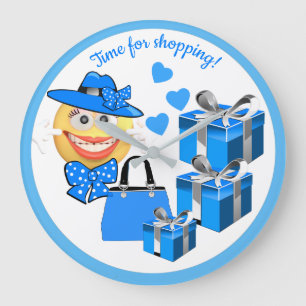 Customisable Cute Fashion Emoji with Shopping Large Clock