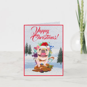 Customisable Cute Frenchie Dog Yappy Xmas Card