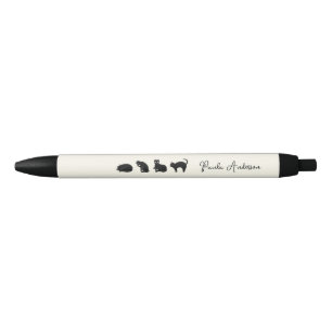 Customisable Cute Funny Black Cat Ink Pen