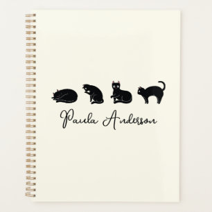 Customisable Cute Funny Black Cat Planner