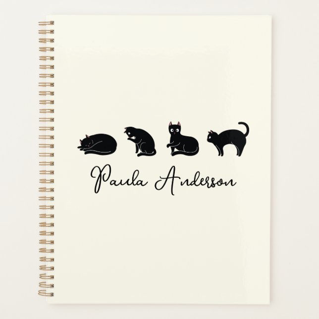 Customisable Cute Funny Black Cat Planner (Front)
