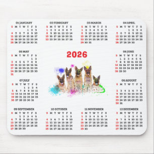Customisable Cute German Shepherd Dog Calendar  Mouse Pad