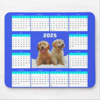 Customisable Cute Golden Retriever Dog Calendar  Mouse Pad