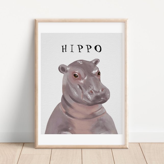 Customisable Cute Hippo Drawing Kids Poster  (Creator Uploaded)
