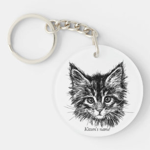 Customisable Cute Little Kitten Key Ring