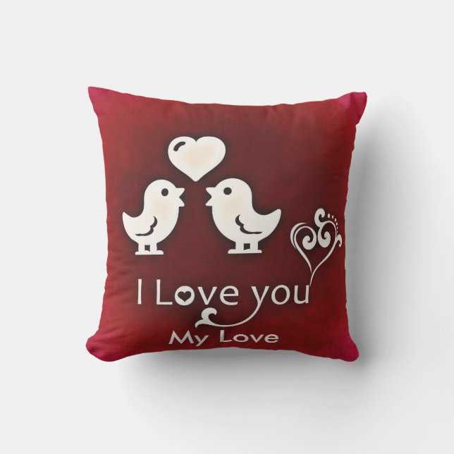 Customisable Cute Little Lovebirds Pillow (Front)