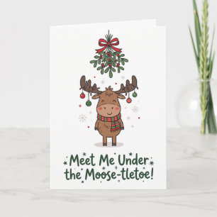 Customisable Cute Moose Holiday Card