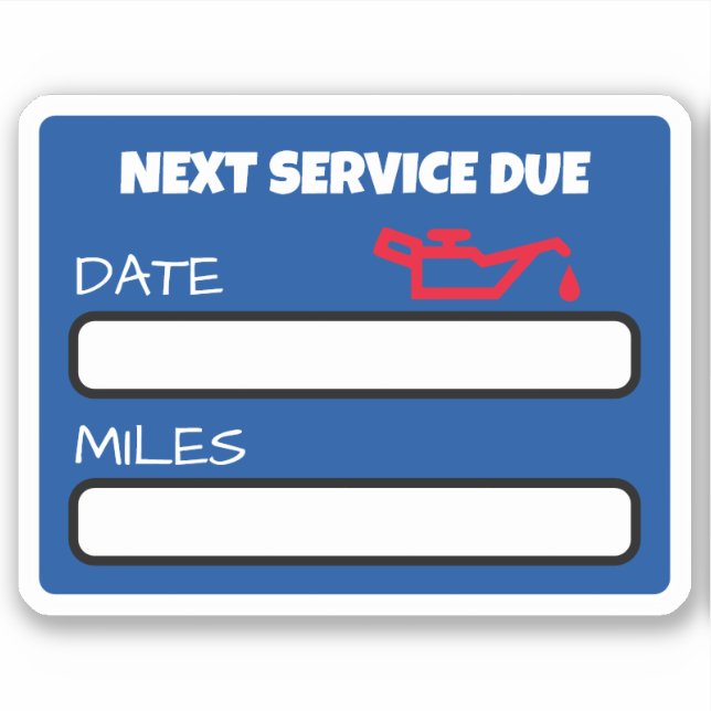 Customisable Cute Oil Change Reminder Oil Change (Front)