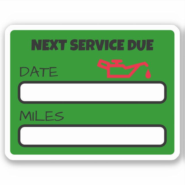 Customisable Cute Oil Change Reminder Oil Change (Front)