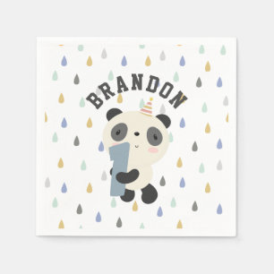 Customisable Cute Panda First Birthday Napkin