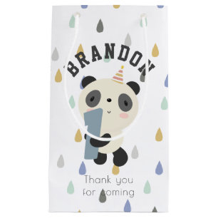 Customisable Cute Panda First Birthday Small Gift Bag