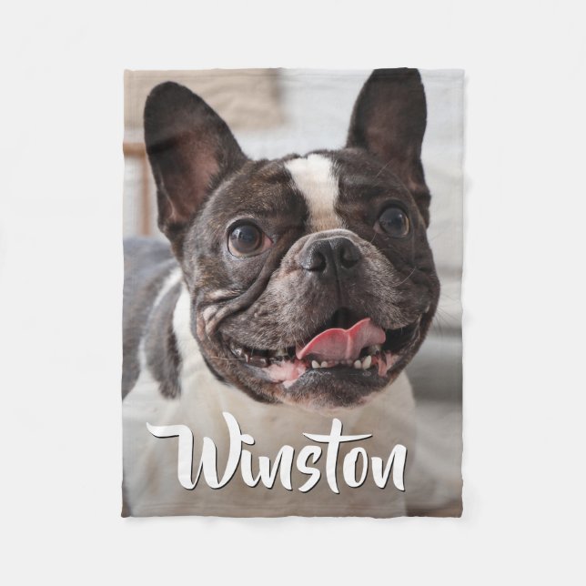 Customisable Cute Pet Lover Dog Photo Fleece Blanket (Front)