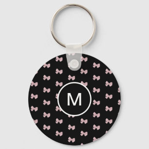 Customisable Cute Pink Bow printed Key Ring