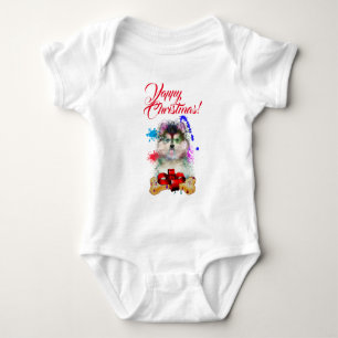 Customisable Cute Pomsky Dog Yappy Christmas Baby Bodysuit