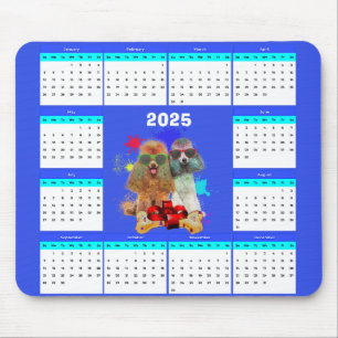 Customisable Cute Poodle Dog Calendar Mouse Pad