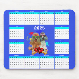 Customisable Cute Poodle Dog Calendar  Mouse Pad