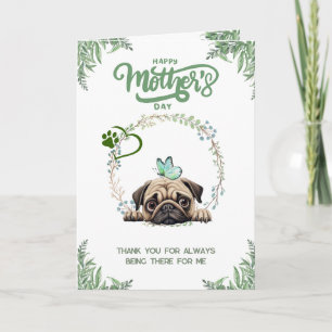 Customisable Cute Pug Mother's day Card