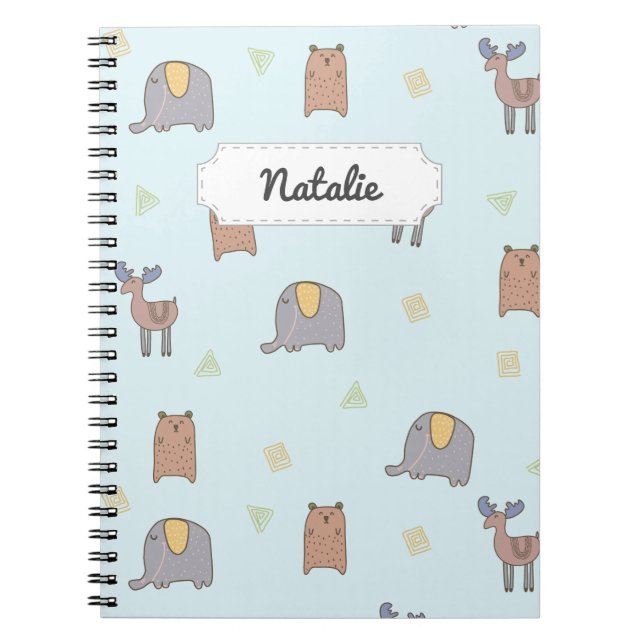 Customisable Cute Scandinavian Animals Pattern Not Notebook (Front)