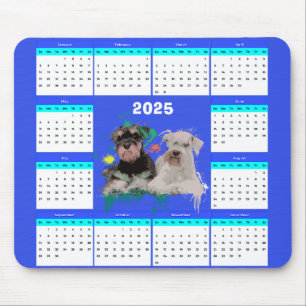 Customisable Cute Schnauzer Dog Calendar Mouse Pad