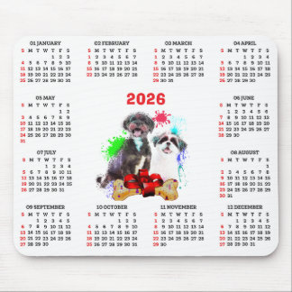 Customisable Cute Shih Tzu Dog Calendar   Mouse Pad