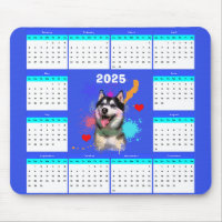 Customisable Cute Siberian Husky Dog Calendar