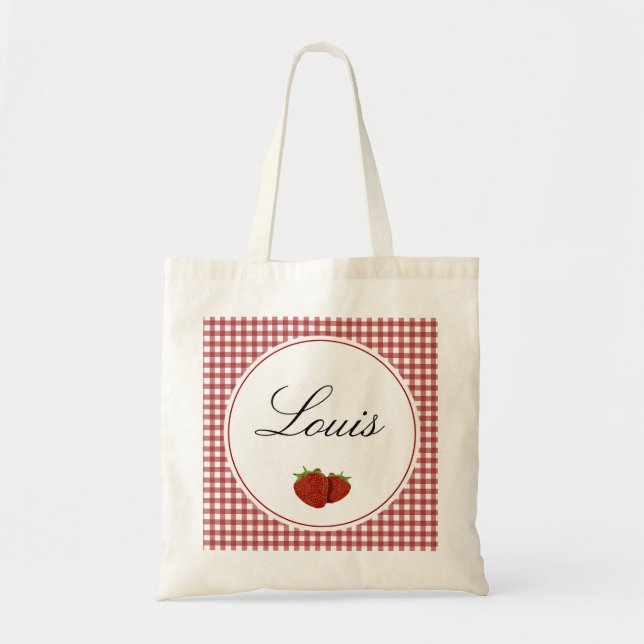 Customisable Cute Strawberry Tote Bag (Front)