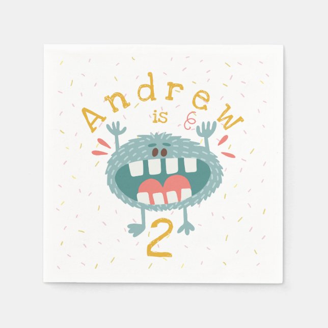 Customisable Cute Teal Monster Napkin (Front)