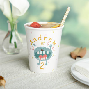 Customisable Cute Teal Monster Paper Cups