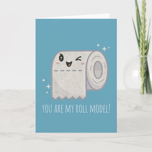 Customisable Cute Toilet Roll Note Card (Front)
