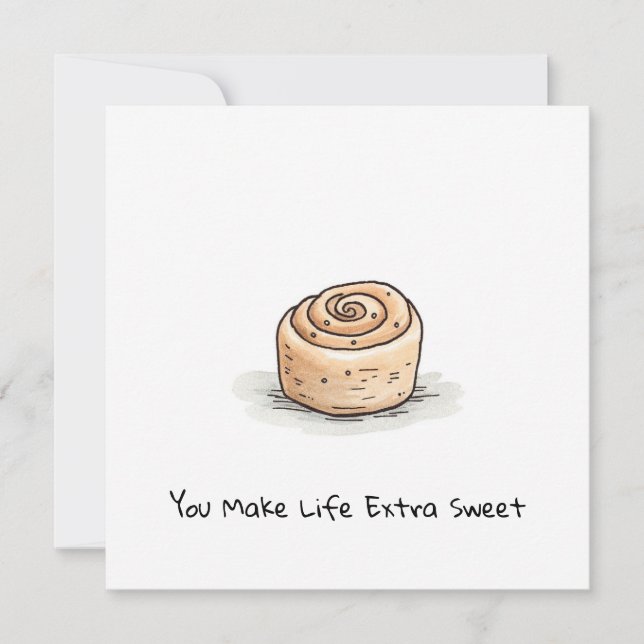 Customisable Cute Watercolor Cinnamon Roll Holiday Card (Front)