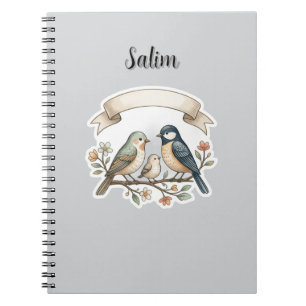 Customisable cute waterfowl family name sticker notebook