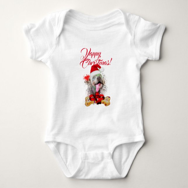 Customisable Cute Weimaraner Dog Yappy Christmas Baby Bodysuit (Front)
