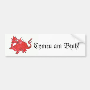 Customisable Cute Welsh Red Dragon Bumper Sticker