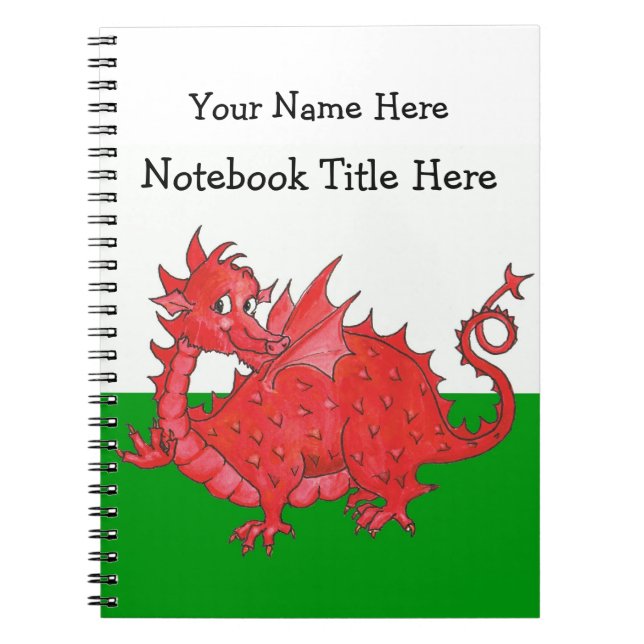 Customisable Cute Welsh Red Dragon Notebook (Front)